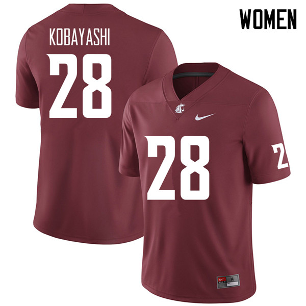 Women #28 Drew Kobayashi Washington State Cougars College Football Jerseys Sale-Crimson